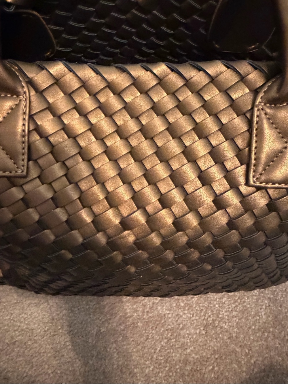 Woven Leather Tote Bag in Bronze - Picture 2 of 4